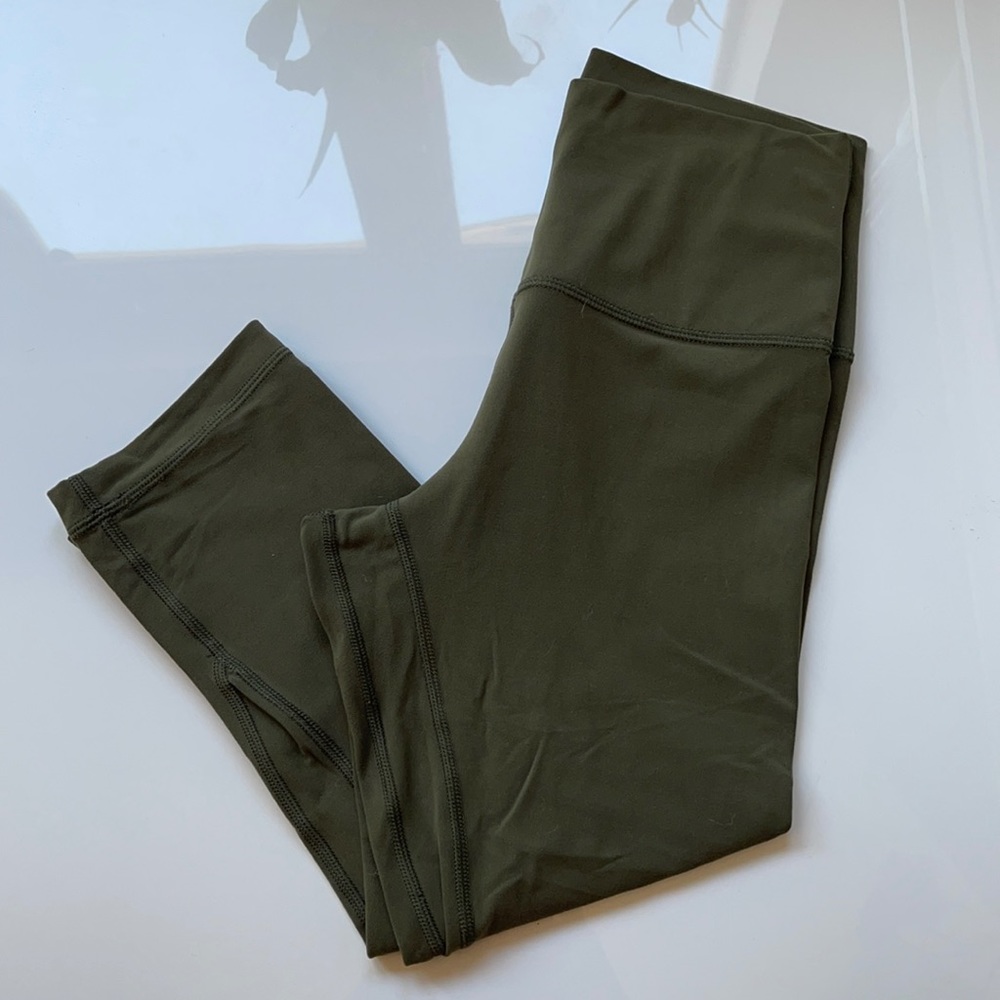 Olive Green Lululemon Align Crop 6
